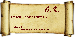 Ormay Konstantin névjegykártya
